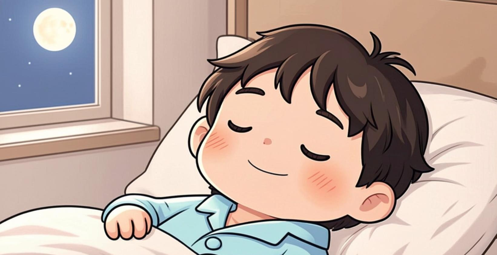 深夜宁静的卧室，一个中年男性闭眼安卧