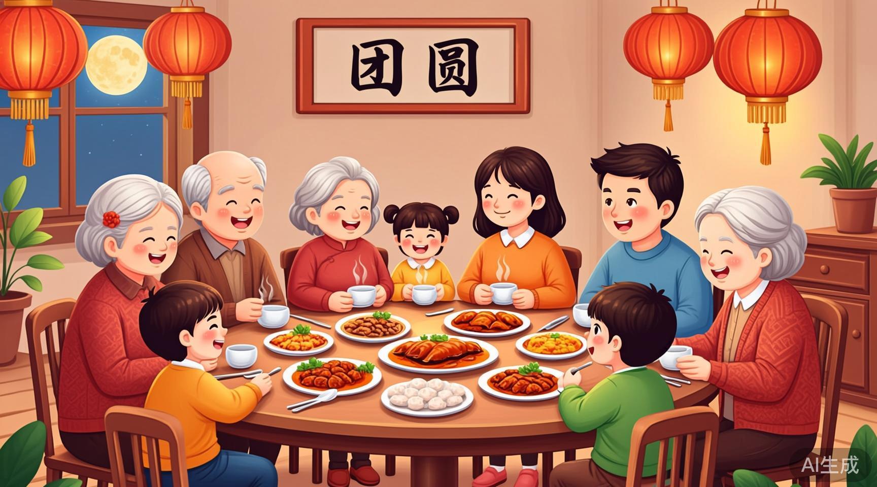 三代同堂的温馨家族团聚